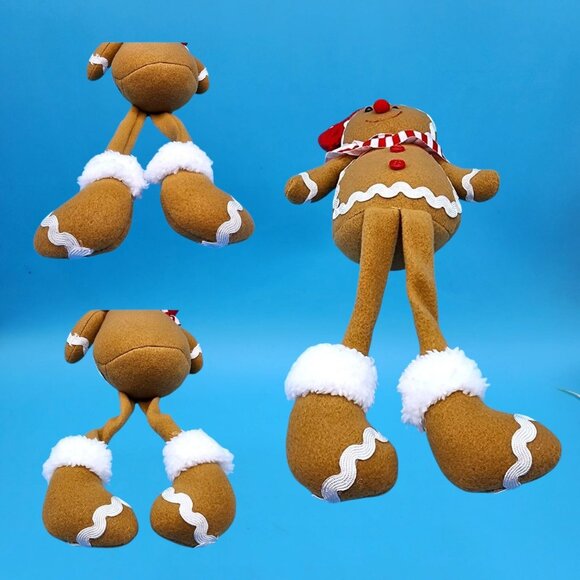 Gingerbread Girl Gingerbread Boy Shelf Sitters Christmas Decor Chef Hat Bow Set - Picture 5 of 8